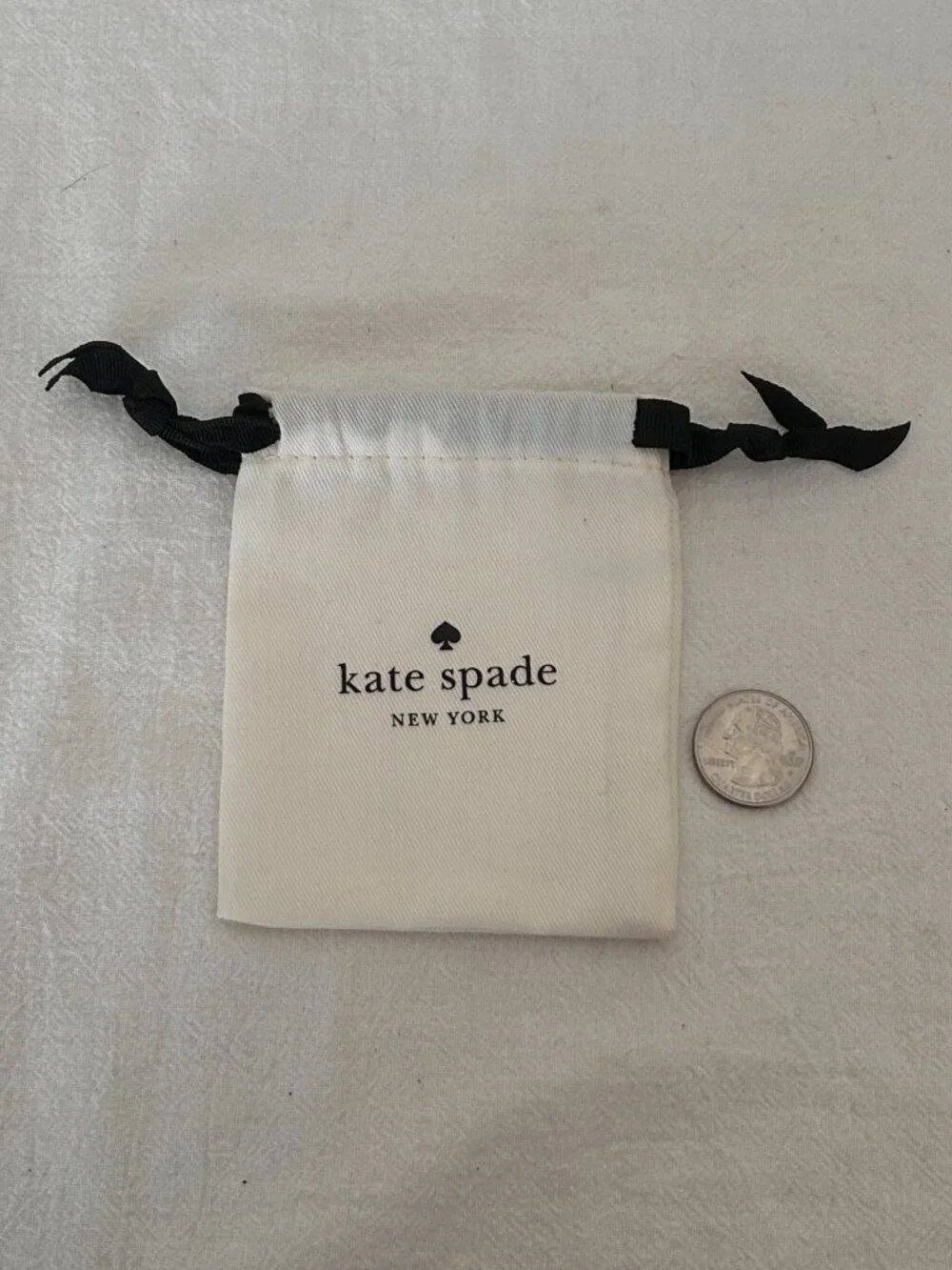 Small Kate Spade Jewelry Drawstring Pouch White and Black